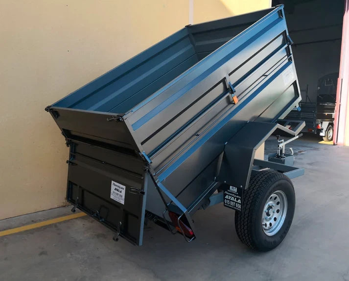 Remolque 4×4 Basculante Hidráulico Nuevo con Freno de Inercia – 220 × 130 × 60 + 35 cm – MMA 750 kg